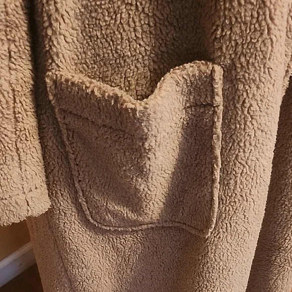 Boston Design Studio Tan Teddy Plush Hooded Winter Coat XLT Tall - Picture 4 of 7